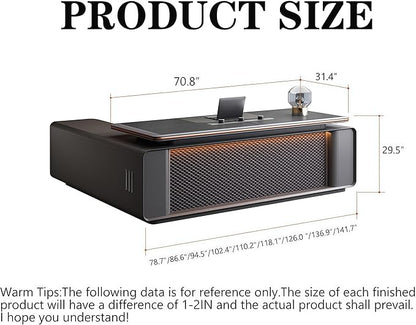 Modern Executive Desk, 78.7 inch L Shaped Desk with Storage, L Shape Corner Desk Drawers and Lockable Storage No Installation Required Without Display Racks and Bookshelves
