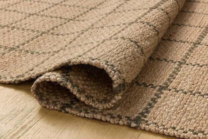 Loloi Chris Loves Julia Fletcher Collection FLE-01 Natural/Olive 2'-6" x 7'-6", .37" Pile Height, Runner Rug
