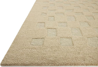Loloi Leanne Ford Craven Collection CVN-04 Oatmeal/Dove 2'-6" x 9'-9" Runner Rug Checkered, Patterned, Neutral, Hallway, Kitchen, Mudroom, and Bathroom