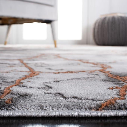 SAFAVIEH Craft Collection 5'3" Round Grey/Orange CFT877P Modern Abstract Non-Shedding Entryway Foyer Living Room Bedroom Kitchen Area Rug