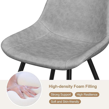 Yaheetech Dining Chairs Set of 6 Modern Upholstered Dining Room Chairs with Faux Leather Seat and Metal Legs for Home, Kitchen, Armless Design, Gray