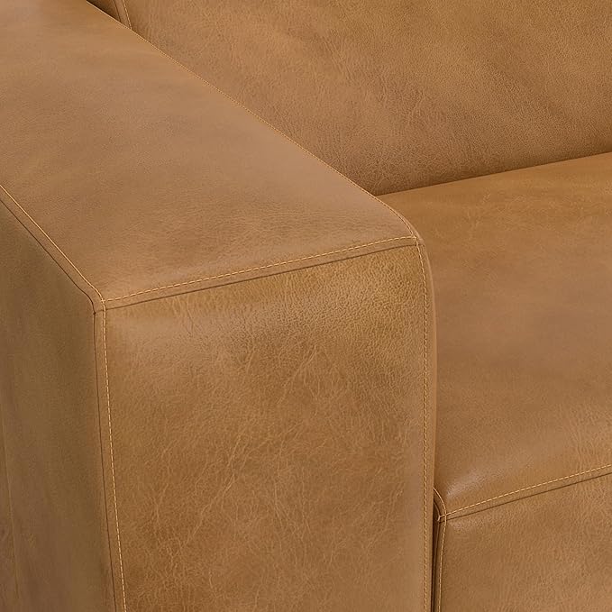 SIMPLIHOME Rex U-Shaped Sectional Modular Sofa in Full-Grain Genuine Leather, Sienna, 144-inches Wide, Handcrafted Modern-Style Large Leather Couch for Living Room