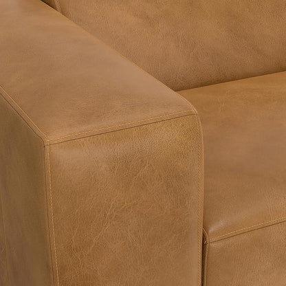 SIMPLIHOME Rex Right-Facing Modular Sectional Sofa in Full-Grain Genuine Leather, Sienna, 122-inches Wide, Handcrafted Modern-Style 4-Seater L-Shaped Leather Couch with Right Chaise for Living Room