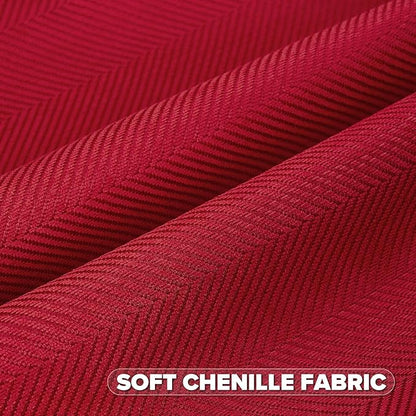 FUTEI Christmas Red Chenille Throw Pillow Covers 20x20 Inch Set of 2,Soft Wide Chevron Textured Cushion Case,Farmhouse Home Decor for Couch Bed Living Room
