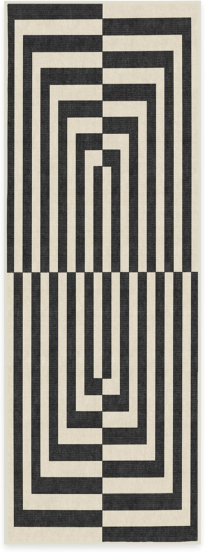 RUGGABLE x Jonathan Adler Machine Washable Modern Runner Rug – Op Art Charcoal 2.5x7, Stain-Resistant, Non-Slip – Washable Rug for Hallway, Entryway, Living Room & Kitchen–with Cushioned Pad
