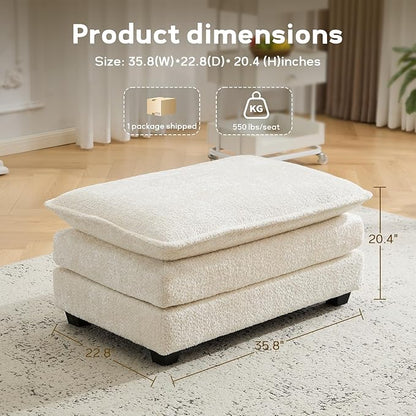Ottoman for Modular Sectional Sofa, Deep Seat Ottoman for Living Room, Bedroom and Entrance (Beige)