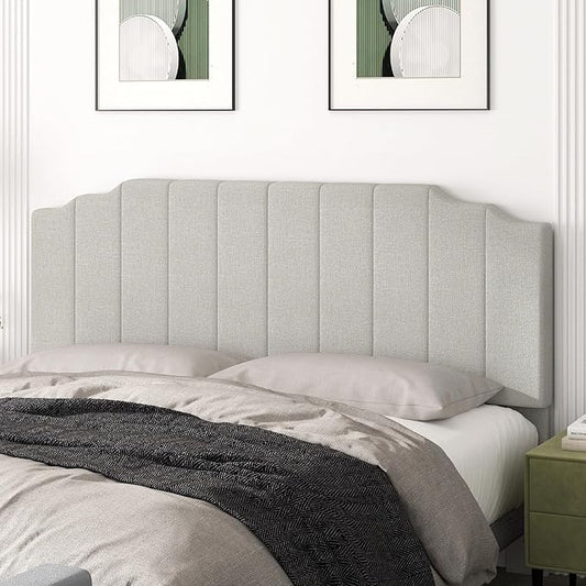 King Size Headboard Only, Linen Wall Mounted Headboard King for Adjustable Bed Modern Upholstered Head Board Easy Assembly, Linen Gray