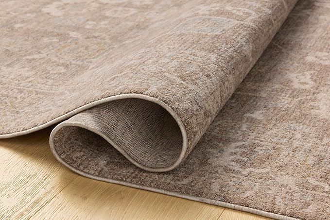 Loloi Chris Loves Julia Louisa Collection LOI-03 Taupe/Ivory 2'-7" x 14', .38" Pile Height, Runner Rug