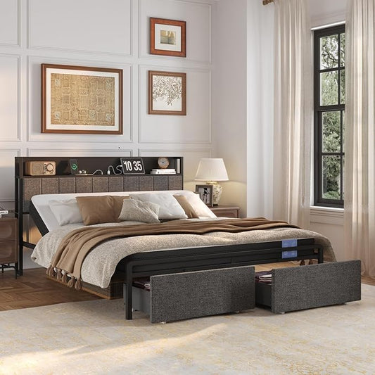 FLEXISPOT BF21Q Adjustable Bed Frame with 6 Inch Queen Size Gel Memory Foam Mattress, Viscose from Bamboo, Medium Firm, Certi-PUR & Oeko-TEX Certified, Bonus 4-Piece Queen Sheet Set Included.