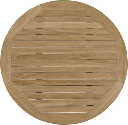 Modway Marina Premium Grade A Teak Wood 3-Piece Outdoor Patio Furniture Set in Natural Navy