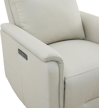 Watson & Whitely Genuine Leather Power Recliner Chairs W Power Headrest for Adults, Swivel Glider Recliner Chair W Charging Ports for Living Room, Light Grey