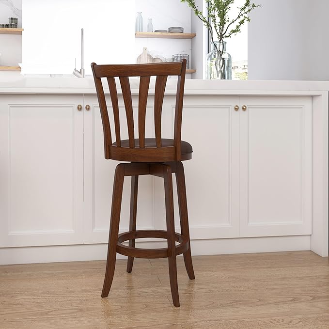 Hillsdale 29.5" Savana Wood Swival Bar Height Stool, Cherry