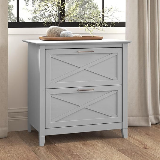 Bush Furniture Key West 2 Drawer Lateral File Cabinet in Cape Cod Gray, Document Storage for Home Office, Accent Chest with Drawers