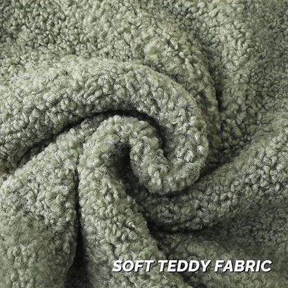 FUTEI Sage Green Throw Pillow Covers 22x22 Inch Set of 2,Furry Faux Fur Teddy Boucle Textured Cushion Covers,Soft Fluffy Decorative Pillow Case,Home Decor for Couch Bed Living Room Office Car