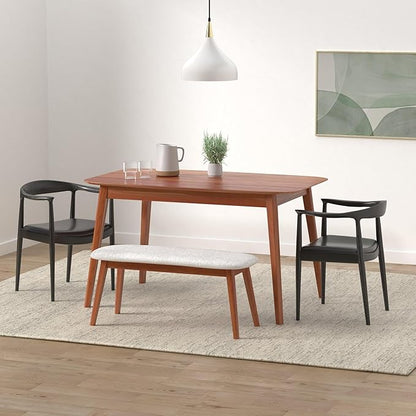 Tomile Upholstered Dining Chair Kennedy Armchair, Mid Century Modern Kitchen & Dining Chairs with PU Leather Cushion Seat, Hans Wegner Elbow Chair for Living Room Bedroom Office (Black Color)