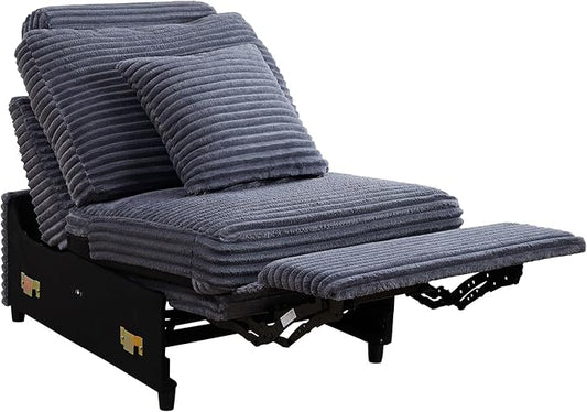 ORRD Modern Armless Power Recliner Sofa Seat for Modular Sectional Couch for Living Room-Blue Grey