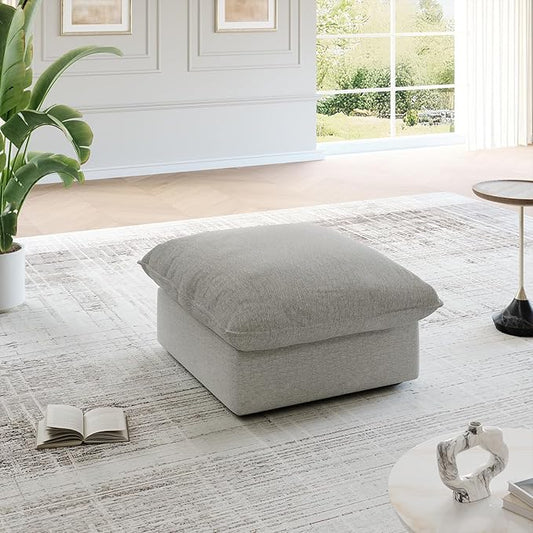Cloud Movable Ottoman, Waterproof Down Filled Modular Sectional Sofa, High Backrest Sectional Couches for Living Room, Modern Modular Couch with Removable Cover, Light Gray