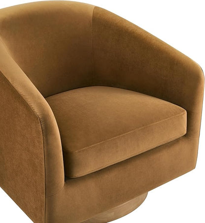 CHITA Swivel Accent Chair, FSC Certified Upholstered Velvet Barrel Chair for Living Room, Fully Assembled, Sand