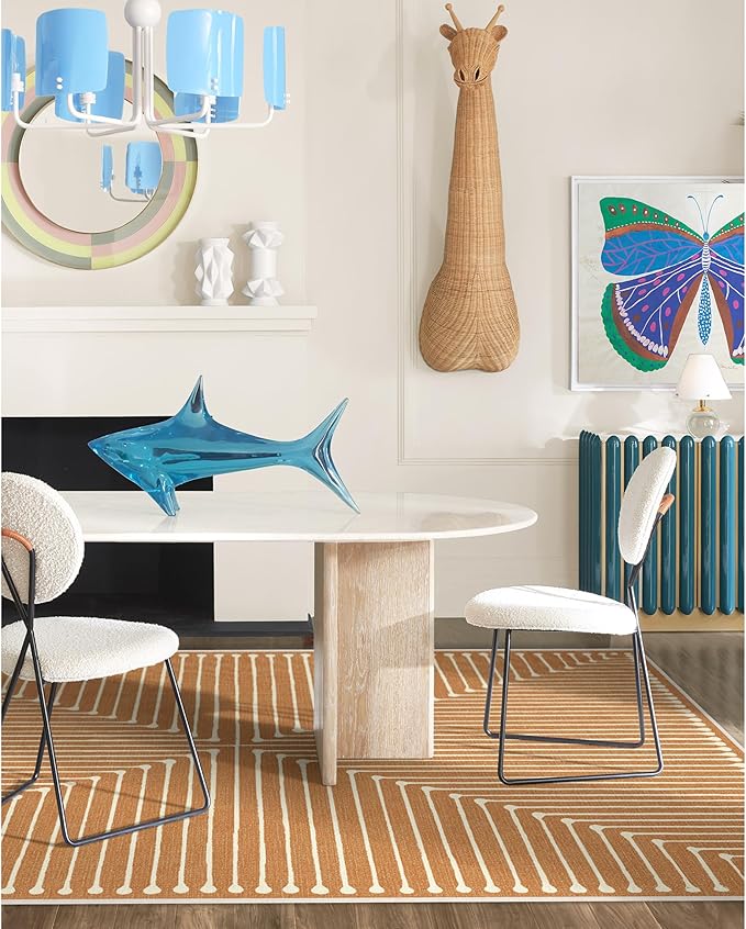 RUGGABLE x Jonathan Adler Machine Washable Modern Area Rug – Inkdrop Copper 6x9, Stain-Resistant, Non-Slip – Medium Rugs for Living Room, Bedroom, Hallway, Entryway & Office–with Standard Pad