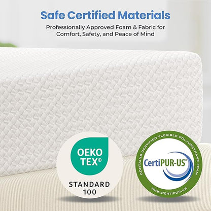 Yaheetech 12 Inch Queen Mattress 3 Foam Layer Cooling Gel Memory Foam Mattresses, Green Tea for Fresher Sleep, Medium Firm, CertiPUR-US Certified, No Fiberglass, Queen Size Mattress in a Box