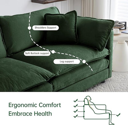 Modular Sectional Sofa, 76.7 Inch L-Shaped Cloud Sofa with Deep Seat Comfortable Chenille Sofa with Cushion Double Sectional Sofa for Living Room Apartment,Evergreen