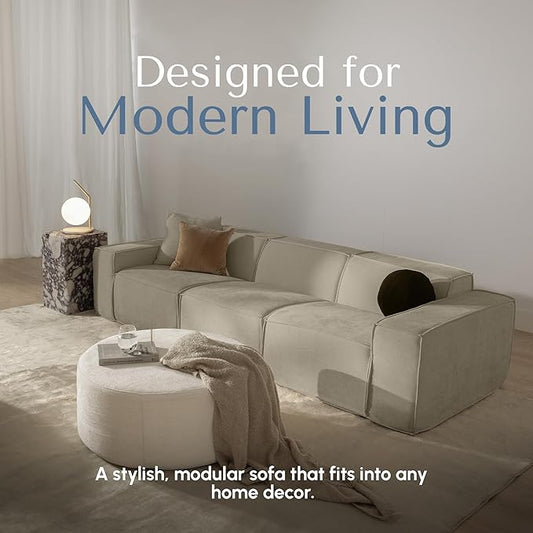 ROVE LAB M1 Modular Sectional Sofa with Ottoman, Sofa in a Box, Modular Couch, Spill-Resistant,Sustainable, Stylish, Modern Sectional Couch for Living Room with SmartFoam Comfort