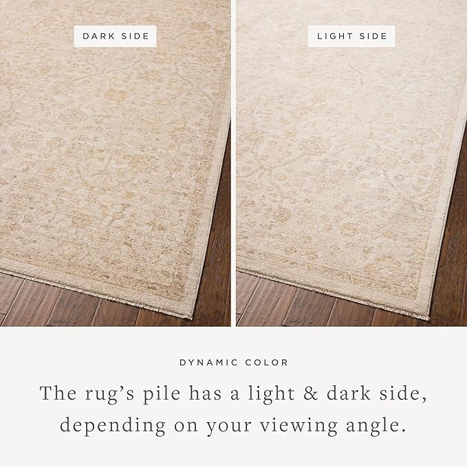 Loloi Chris Loves Julia Palma Collection PLM-01 Ivory/Sand 2'-7" x 7'-6" Fringe Runner Rug Vintage Style Boho Living Room Bedroom Carpet