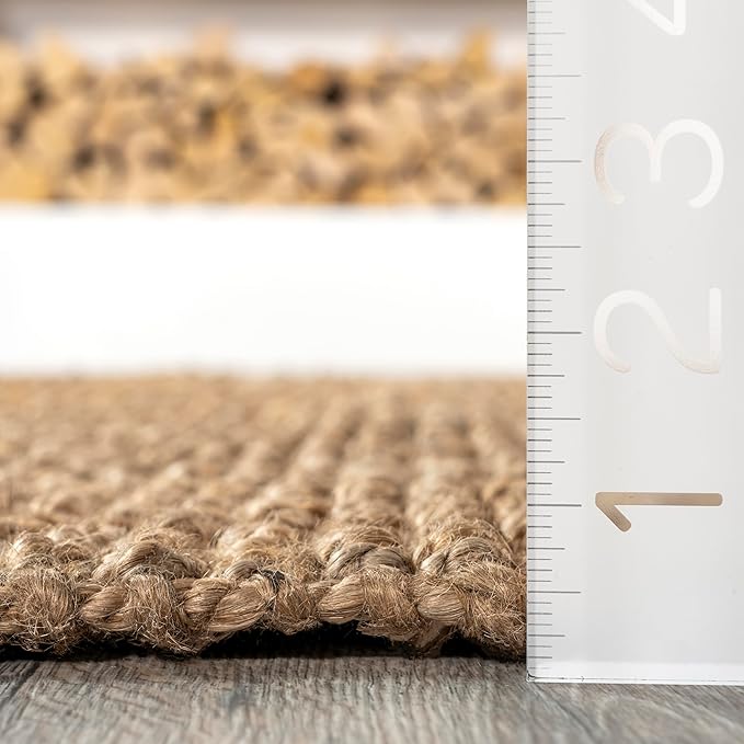 nuLOOM Ashli Solid Farmhouse Jute Runner Rug, 2' 6" x 8', Natural