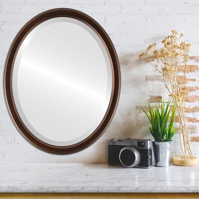 OVALCREST Oval Beveled Wall Mirror for Home Decor - Toronto Style - Rubbed Bronze - 26" x 20"