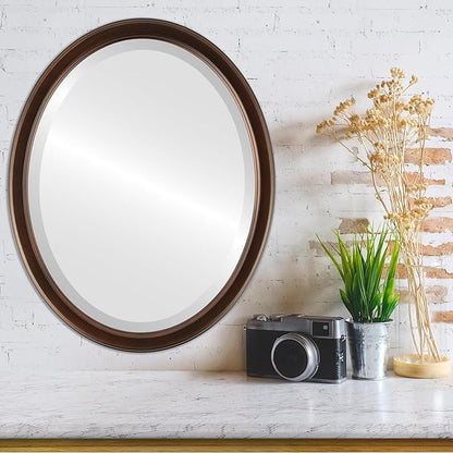 OVALCREST Oval Beveled Wall Mirror for Home Decor - Toronto Style - Rubbed Bronze - 26" x 20"