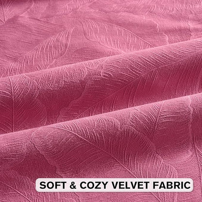 FUTEI Hot Pink Velvet Throw Pillow Covers 16x16 Inch Set of 2,Soft Embossed Leaf-Relief Textured Cushion Cases,Natural Home Decor for Couch Living Room