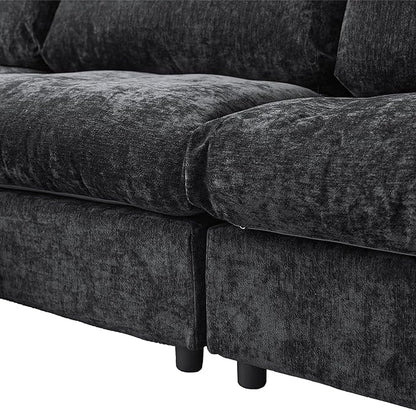 Modular Sectional Sofa with Ottoman,167inch U Shaped Convertible Cloud Couch,8 Seater Convertible V Shaped Living Room Sets,Cover Washable and Replaceable Couches for Living Room,Black