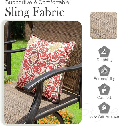 Sophia & William Patio Swivel Bar Stools Set of 6, Bar Height Patio Chair, High Top Patio Chairs, Supports 300 lbs (Brown Fabric)