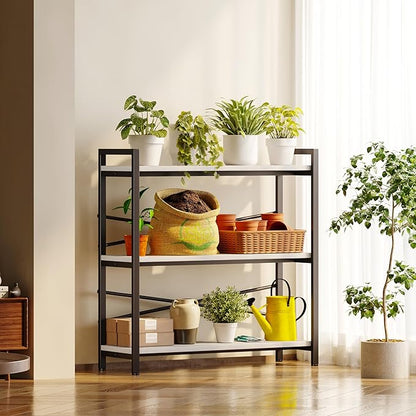 Book Shelf, 3 Tier Bookshelf 31.49" Width, Book Shelf Storage and Organization, Wooden and Metal Industrial Bookcase, Large Book Shelves for Home Living Room Bedroom Office Storage(White)