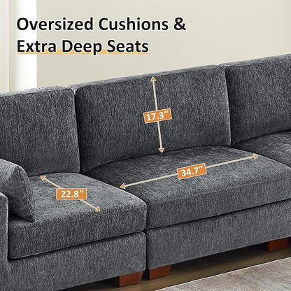 VANOMi Large Modular Sectional Sofa, Oversized Couch with Ottoman, Cloud Couch Deep Seat Sofa with Thick Cushion, Convertible Sectional Couches for Living Room Office Apartment