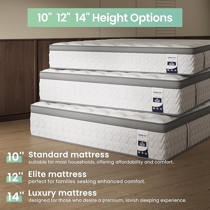 King Mattress 10 Inch, 5-Zone Deep Sleep Firm Mattress with Extra Lumbar & Shoulder Support, Hotel Collection Hybrid Mattresses Pain Relief - Fiberglass Free & No Odor - 365 Night Trial