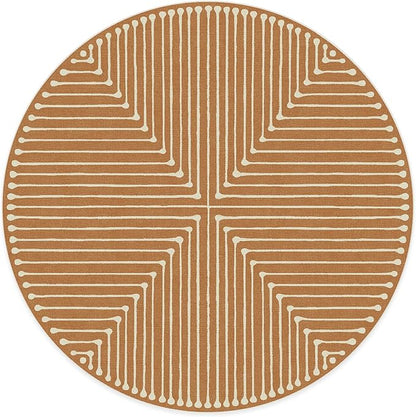 RUGGABLE x Jonathan Adler Machine Washable Modern Area Rug – Inkdrop Copper 8 ft Round, Stain-Resistant, Non-Slip – Large Rugs for Living Room, Bedroom, Hallway, Entryway & Office–with Standard Pad