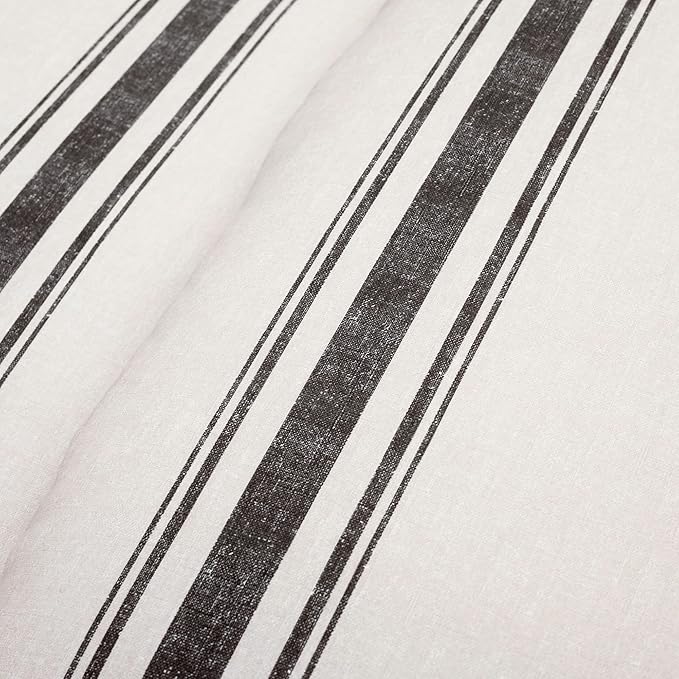 Lush Decor Farmhouse Stripe Reversible Cotton Comforter Set, 2-Piece, Twin XL Black - Twin Bedding Set - Dorm Decor - Striped Comforter for Farmhouse Bedroom Decor
