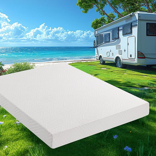 8 Inch RV Mattress Short Queen, Cooling Gel Green Tea Mattress for RVs, Campers & Trailers, CertiPUR-US Certified, Designed & Assembled in The USA, Medium Firm, 75"×60"×8"