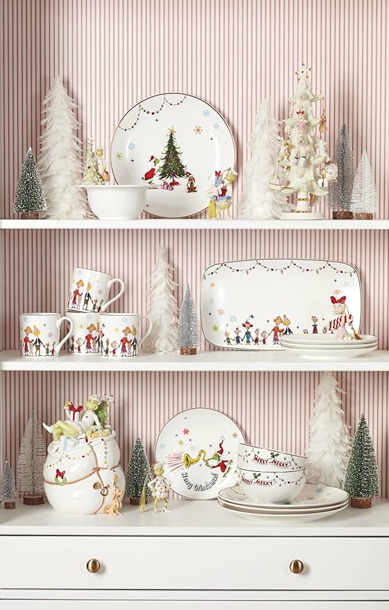 Lenox 895052 Merry Grinchmas Dinner Plates, Set Of 4, Green, 10.75', Christmas Drinkware, Holiday Hosting