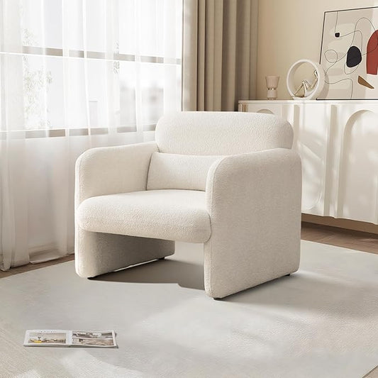 33.9'' Upgrade Lambswool Fabric Accent Chair with Arms, Modern Single Sofa Chair Armchair Upholstered Comfy Reading Arm Chair for Bedroom, Living Room