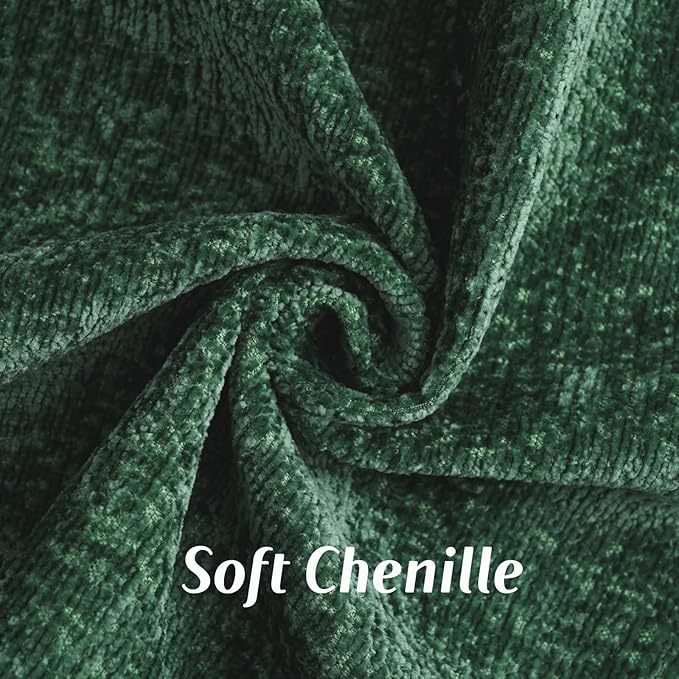 FUTEI Christmas Dark Green Chenille Throw Pillow Covers 22x22 Inch Set of 2,Soft Cozy Bound Edge Design Cushion Case,Home Decor for Couch Bed Living Room
