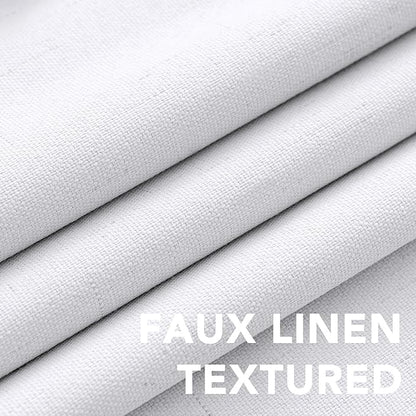 H.VERSAILTEX Primitive Linen Curtains 100% Blackout Curtain Drapes Burlap Curtains with White Thermal Insulated Liner, Grommet Top Drapes Living Room/Bedroom (2 Panels, 42 x 84 Inch, Bright White)