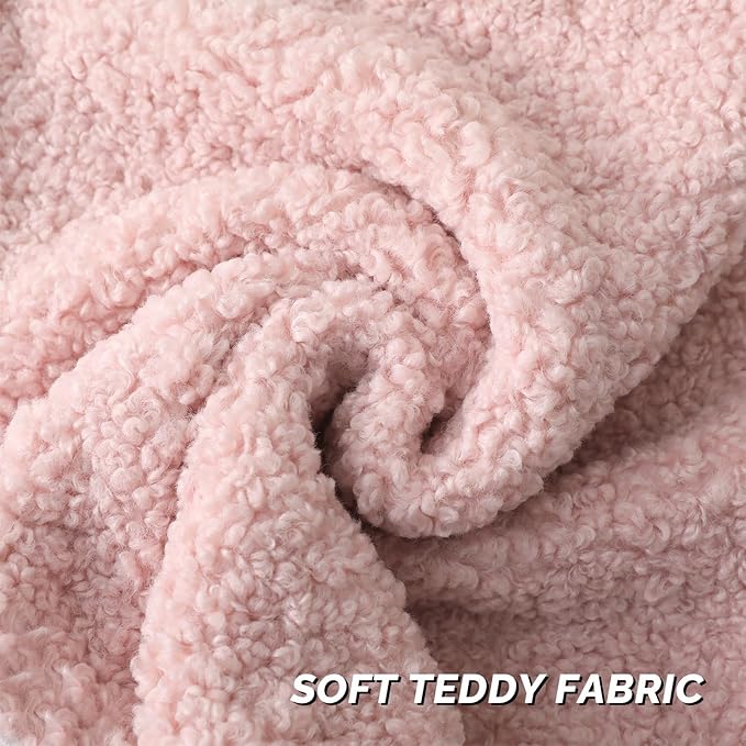 FUTEI Pink Throw Pillow Covers 20x20 Inch Set of 2,Furry Faux Fur Teddy Boucle Textured Cushion Covers,Soft Fluffy Decorative Pillow Case,Home Decor for Couch Bed Living Room Office Car