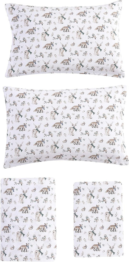 Eddie Bauer - King Sheets, Cotton Flannel Bedding Set, Brushed For Extra Softness, Cozy Home Decor (Woodland Friends, King)