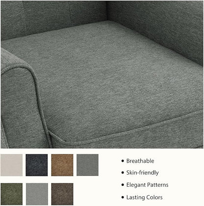 Lumibee High Back Accent Chair Set of 2,Upholstered Wingback Armchair with Solid Wood Legs for Small Spaces,Comfy Single Sofa Chair for Living Room,Bedroom,Office-Gray