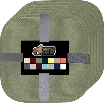 GORILLA GRIP Slip Resistant Chair Cushions, No Ties Required, Set of 6 Memory Foam Pads for Dining Room, Kitchen Table, Office, Rocking Chairs, Plush Seat Cover Cushion Pad, Home Decor, 16x16, Sage