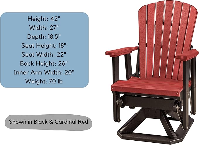 DutchCrafters Slat Fan Back Poly Adirondack Swivel Glider Outdoor Patio Chair (White & Blue)