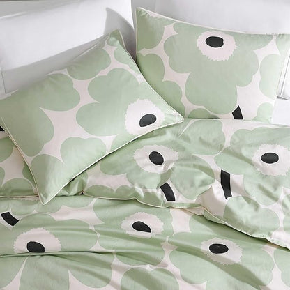 Marimekko - Full/Queen Duvet Cover Set, Super Soft Organic Bedding with Matching Shams, Floral Bedding Essentials, Oeko-Tex Certified (Unikko Green, Full/Queen)
