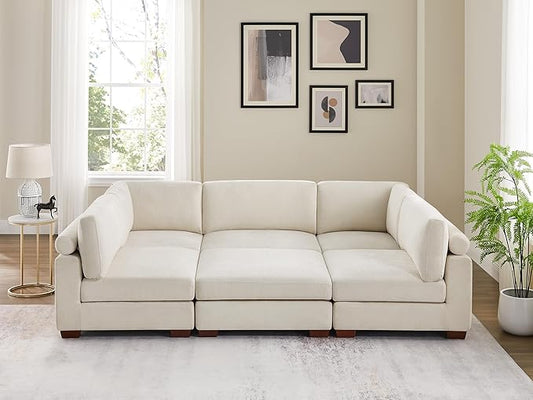 VANOMi Large Modular Sectional Sofa, Oversized Couch with Ottoman, Cloud Couch Deep Seat Sofa with Thick Cushion, Convertible Sectional Couches for Living Room Office Apartment